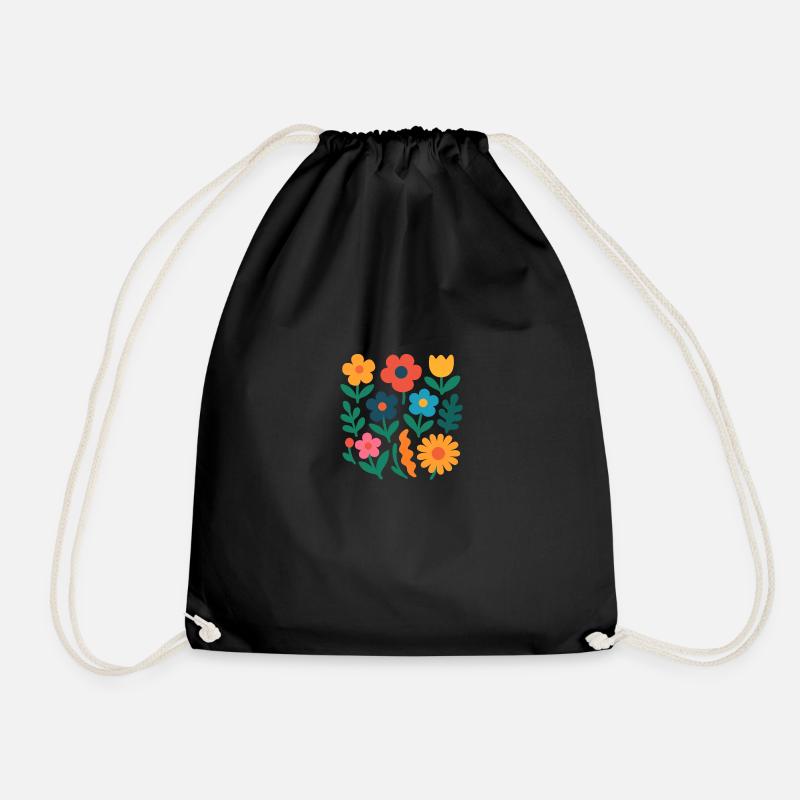 Bloody Vibes - Flache Designblumen - Turnbeutel - Schwarz
