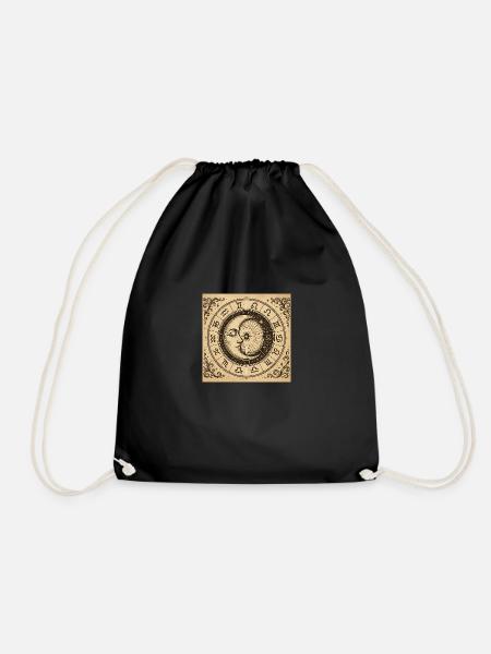 half moon encircled - Drawstring Bag - black