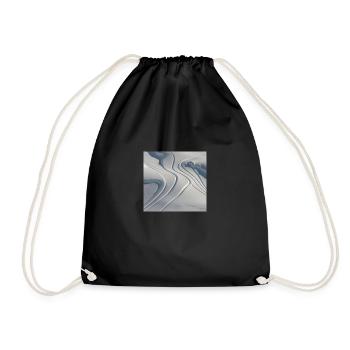 Snow-covered mountain landscape with ski touring tracks - Drawstring Bag - black - Front