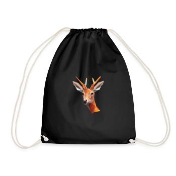Elegant polygon deer | Stylishly drawn lady - Drawstring Bag - black - Front
