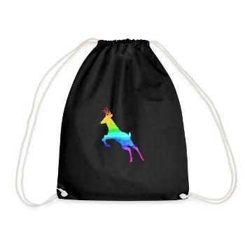 Rainbow Reindeer - Drawstring Bag - black - Front