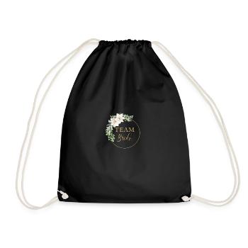 Team Bride! Eucalyptus wreath, customizable - Drawstring Bag - black - Front