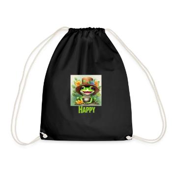 Ein glücklicher Frosch mit Wanderhut - Turnbeutel - Schwarz - Vorne