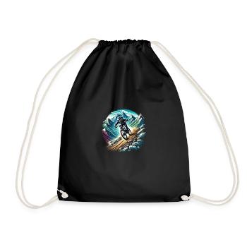 Mountain bikers in the mountains - Drawstring Bag - black - Front