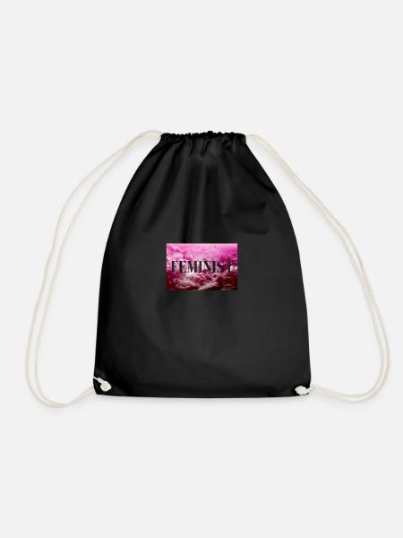 Pink Cloud Feminist - Drawstring Bag - black
