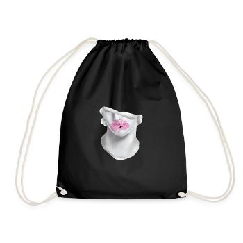 Bubble Gun Half Face White Sculpture Back - Drawstring Bag - black - Front
