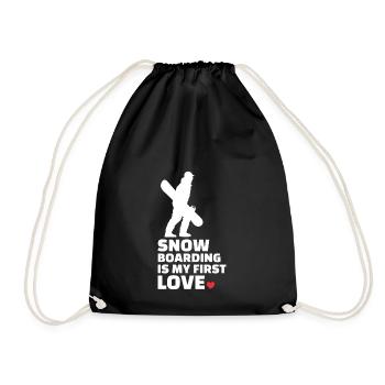 I Love Snowboarding Stylish Snowboarding - Drawstring Bag - black - Front