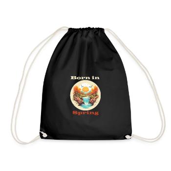 Born in Spring - Drawstring Bag - black - Front