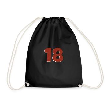 18 red - Drawstring Bag - black - Front
