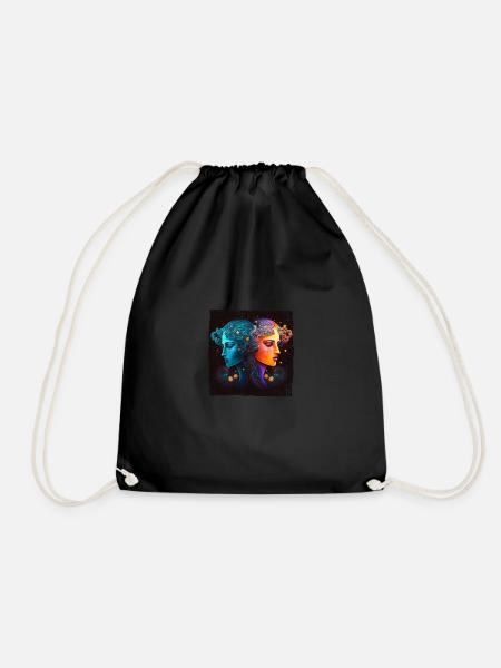 Gémeaux Zodiaque Aquarelle Aquarelle Boho - Sac de sport léger - noir