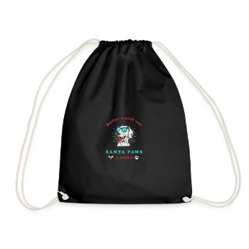 Santa Paws is Coming Vintage Christmas - Drawstring Bag - black - Front