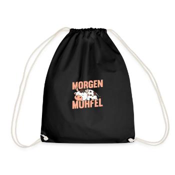 cow farmer farmer morning mill - Drawstring Bag - black - Front