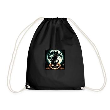 Cat and Halloween - Drawstring Bag - black - Front