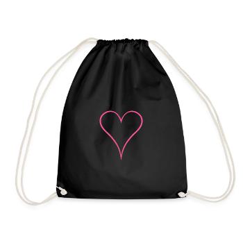 Herz Design neu Rosa - Turnbeutel - Schwarz - Vorne