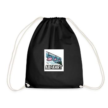 Ski lift and mountain motif with adventure charm - Drawstring Bag - black - Front