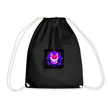 Kitsun Vaporwave Japanese Kami Vaporwave Kitsune - Drawstring Bag - black - Front