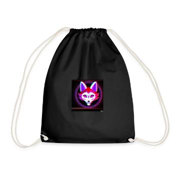 Kitsun Vaporwave Japanese Kami Vaporwave Kitsune - Drawstring Bag - black - Front