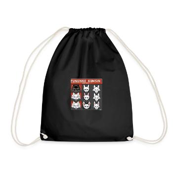 Kitsun Vaporwave Japanese Kami Vaporwave Kitsune - Drawstring Bag - black - Front