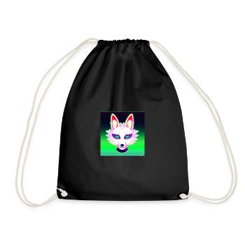 Kitsun Vaporwave Japanese Kami Vaporwave Kitsune - Drawstring Bag - black - Front
