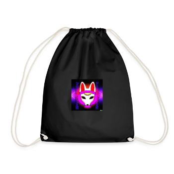 Kitsun Vaporwave Japanese Kami Vaporwave Kitsune - Drawstring Bag - black - Front