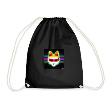 Kitsun Vaporwave Japanese Kami Vaporwave Kitsune - Drawstring Bag - black - Front