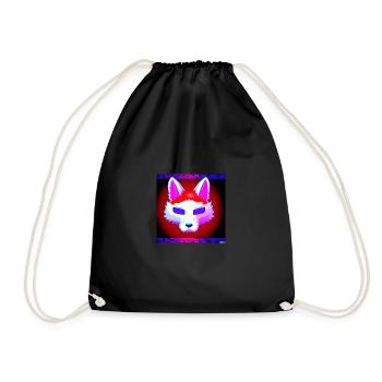 Kitsun Vaporwave Japanese Kami Vaporwave Kitsune - Drawstring Bag - black - Front