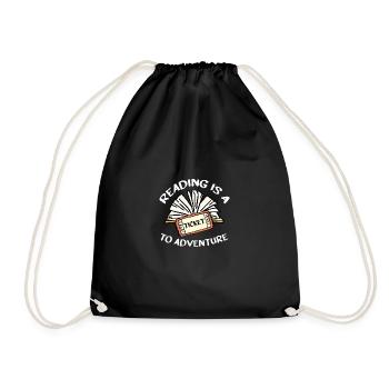 Reading Is A Ticket To Adventure motif for a - Drawstring Bag - black - Front