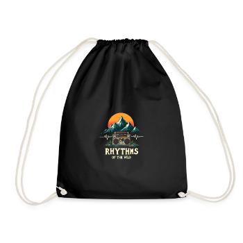 Camping heartbeat - Funny sayings - Drawstring Bag - black - Front