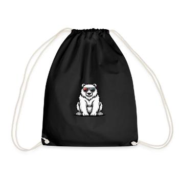 Eisbär Cool Tier - Turnbeutel - Schwarz - Vorne