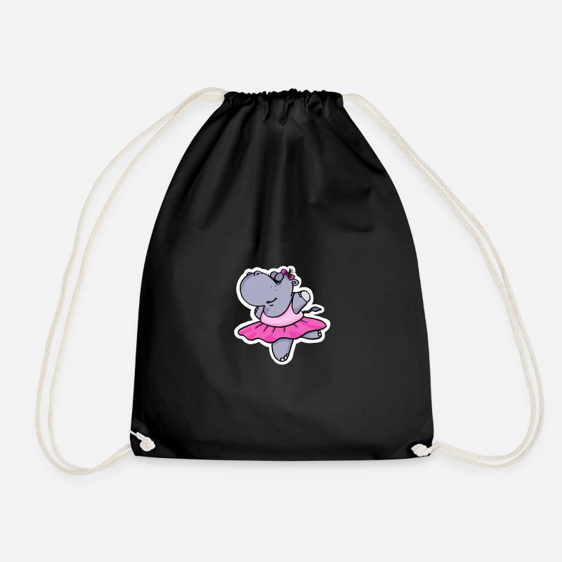 Ballet hippopotamus with tutu gift present idea - Drawstring Bag - black