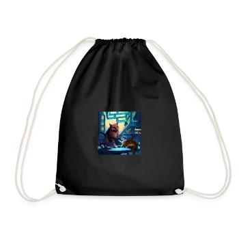 Funny Cats Painting Art Kitty Kitten - Drawstring Bag - black - Front