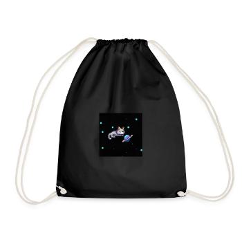 Space Cat - PixelArt - Turnbeutel - Schwarz - Vorne