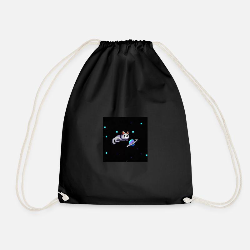 Space Cat - PixelArt - Turnbeutel - Schwarz