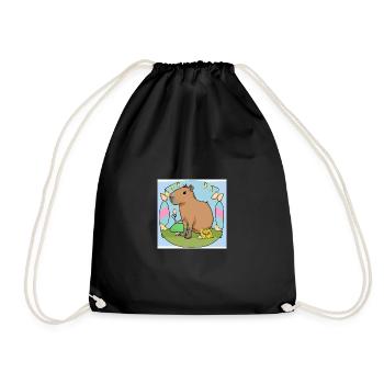 Easter capybara - Drawstring Bag - black - Front