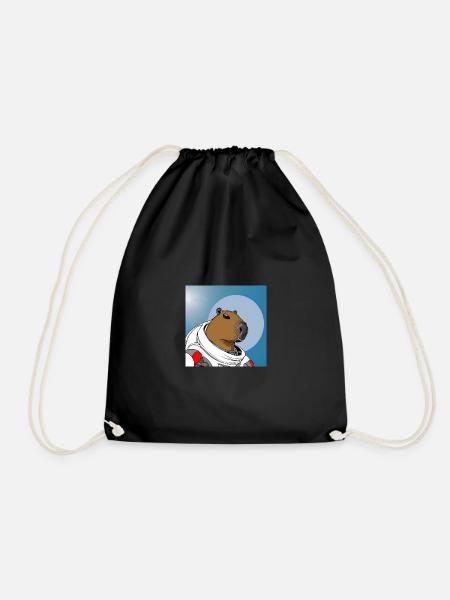 Capy astronaut - Drawstring Bag - black