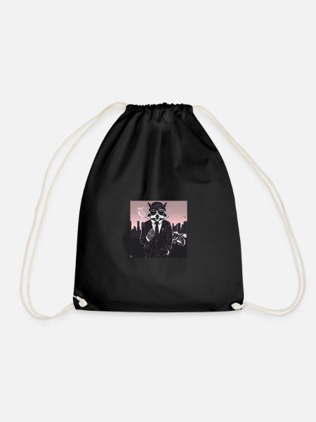 Gangster Raccoon - Drawstring Bag - black