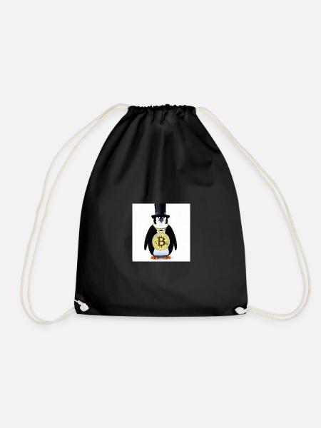 cool penguin - Drawstring Bag - black