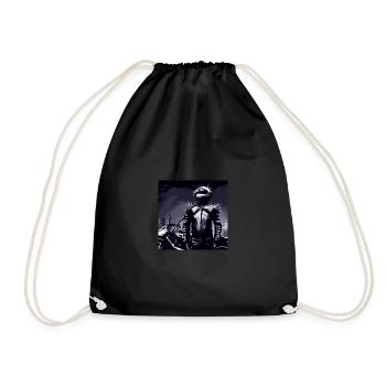 Motorcycle Pencil Drawing - Drawstring Bag - black - Front