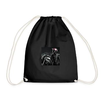 Motorcycle Pencil Drawing - Drawstring Bag - black - Front