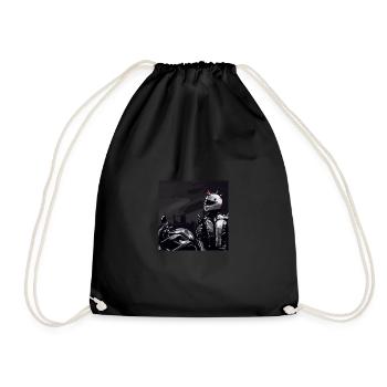 Motorcycle Pencil Drawing - Drawstring Bag - black - Front