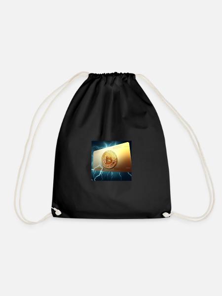 Bitcoin card made of gold - Drawstring Bag - black