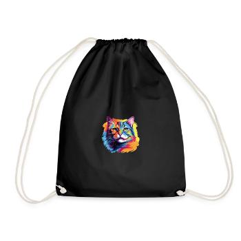 Chat Pop Art – Chat coloré dans une frénésie de couleurs - Sac de sport léger - noir - Devant
