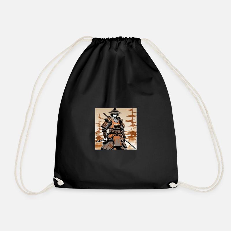 Samurai im Ocker-Rüstungsstil - Turnbeutel - Schwarz