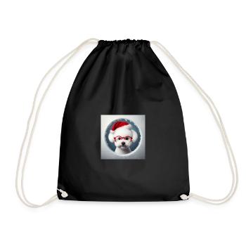 Bichon Frisé Hund als Weihnachtsmann - Turnbeutel - Schwarz - Vorne