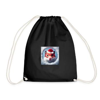 Hamster als Weihnachtsmann - Turnbeutel - Schwarz - Vorne