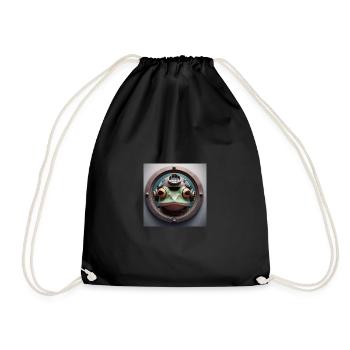 Frog with diving helmet looking through porthole - Drawstring Bag - black - Front