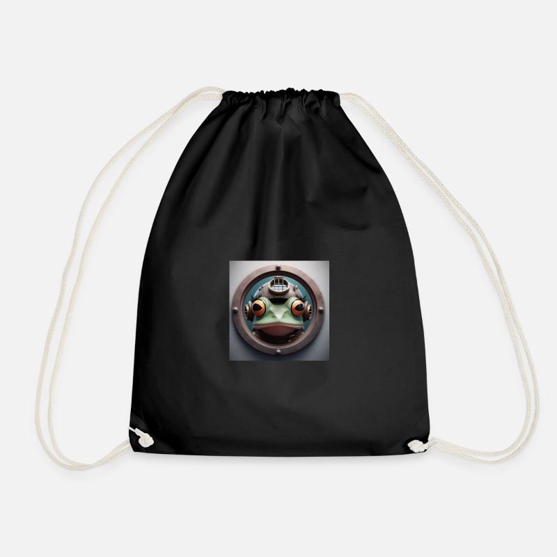 Frosch mit Taucherhelm schaut durch Bullauge - Turnbeutel - Schwarz