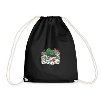 Exuberant Christmas tree party - Drawstring Bag - black - Front