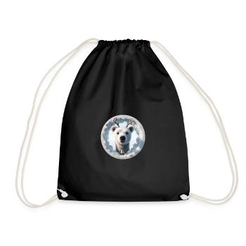 Reindeer head looking through ice - Drawstring Bag - black - Front