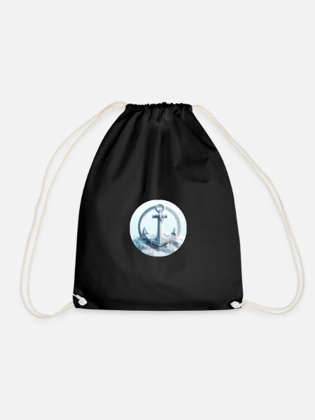 Anker in Eis Landschaft - Turnbeutel - Schwarz